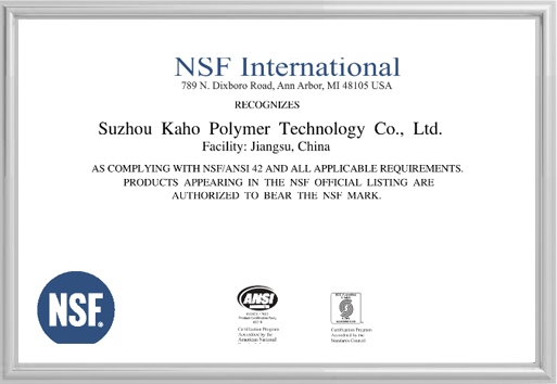 Certificate of NSF International